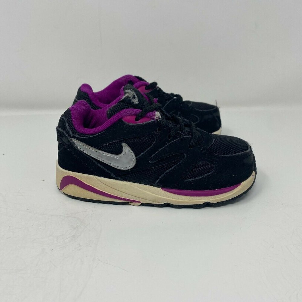 Nike Kids 8C Running Sneakers Black Purple 397281-016 Toddler Athletic Shoes